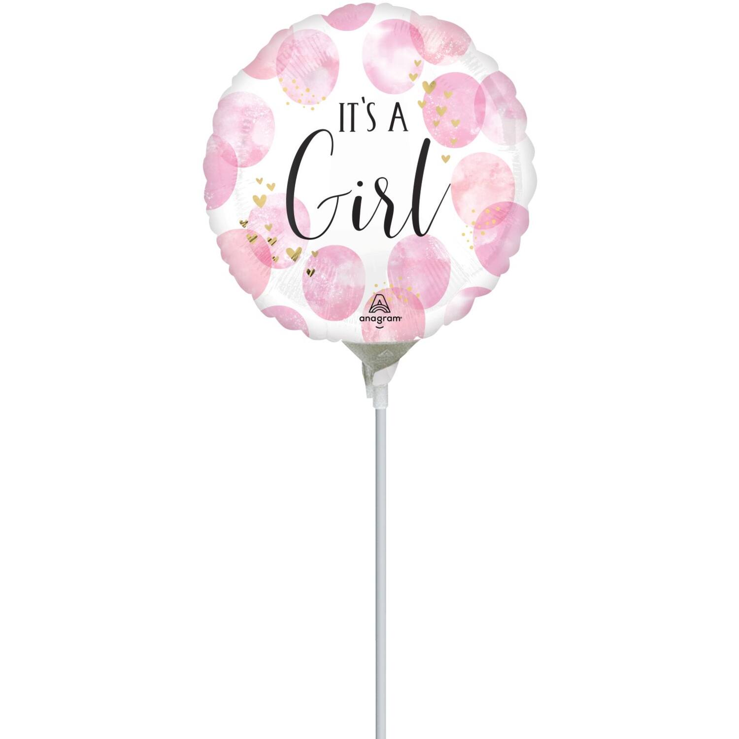 Foil Balloon - Mini - "It's a Girl" - Watercolor - Pink - 23 cm